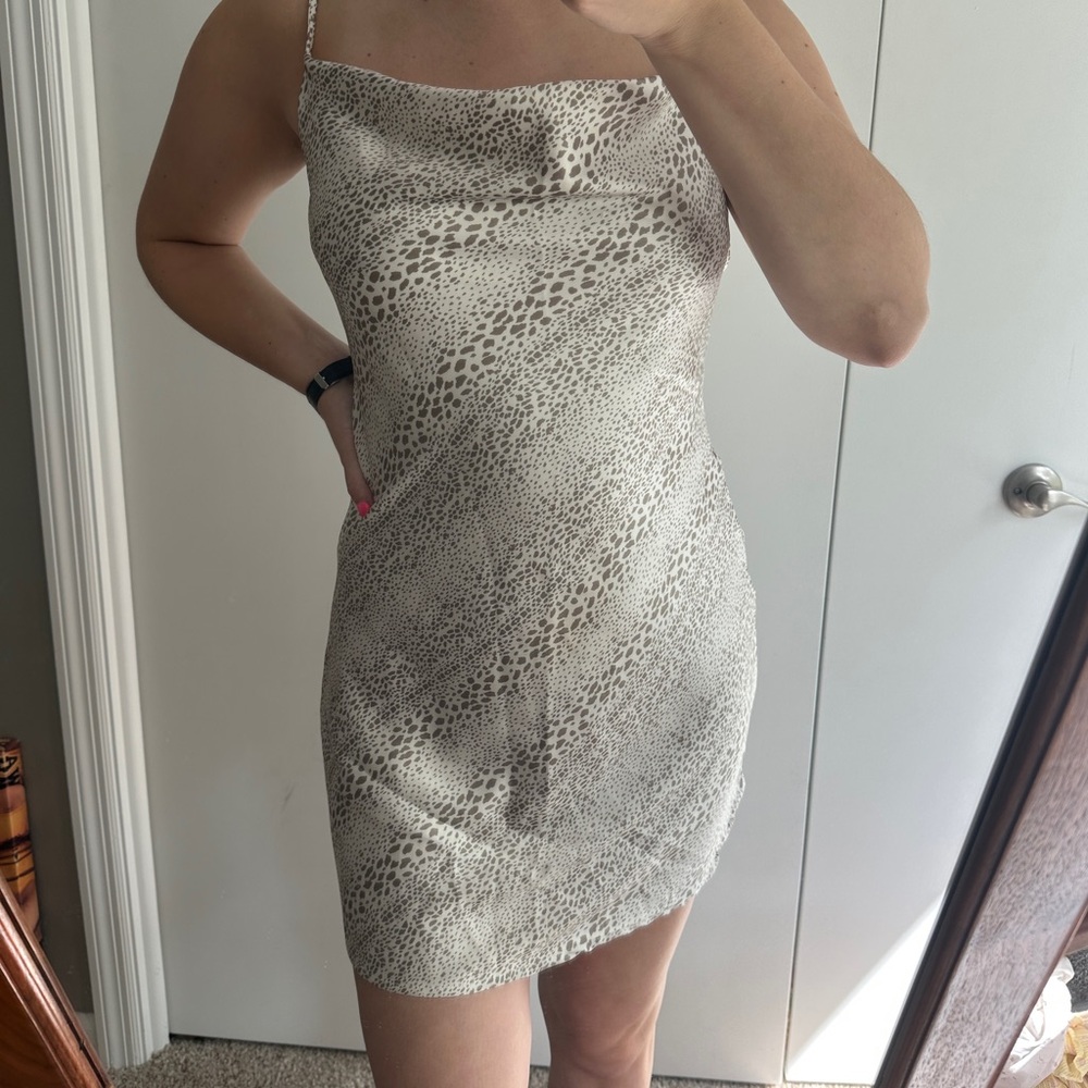 NWT Audrey 3+1 Leopard Print Slip Mini Dress - Picture 2 of 8